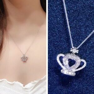 Crown Cubic Zirconia with 18” Silver Chain